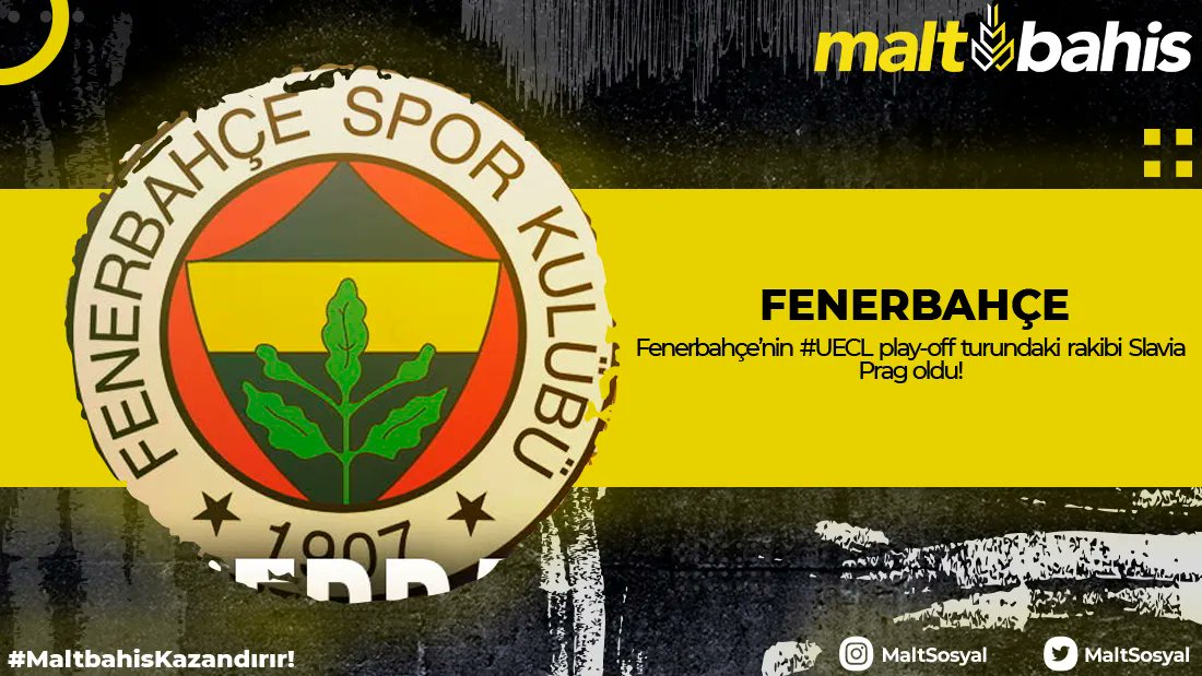 ⚽ Fenerbahçe’nin #UECL play-off turundaki rakibi Slavia Prag oldu!

 #maltbahis #yuksekoranlar #eniyioranlar #canlibahisoyna