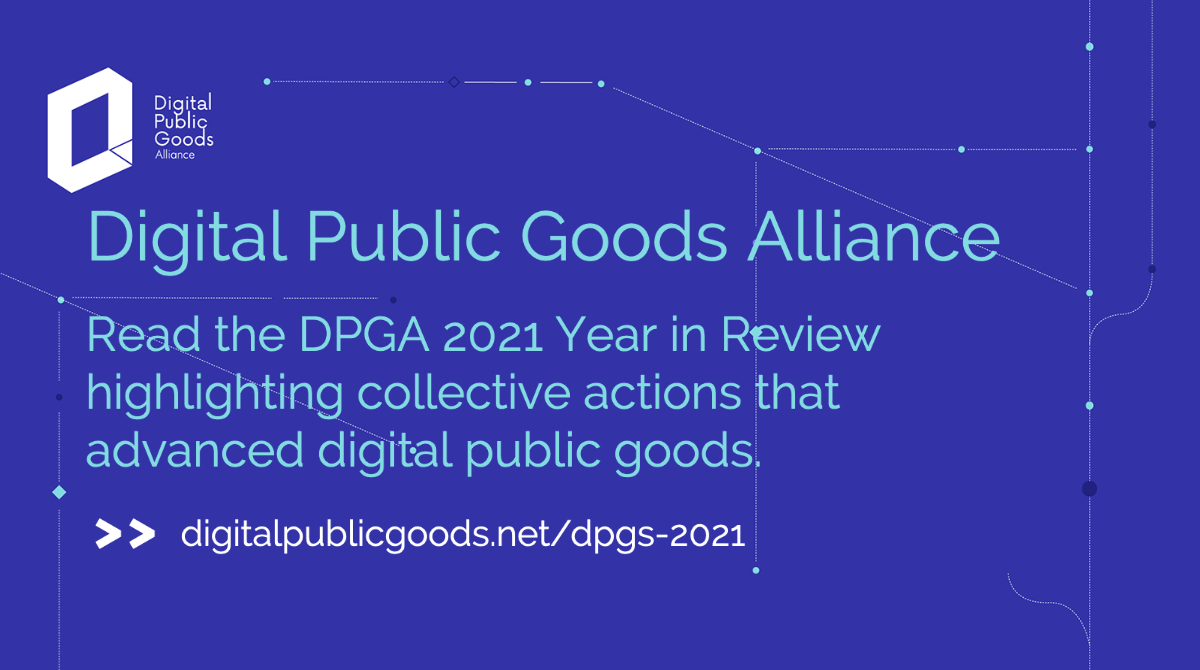 Digital Public Goods Alliance (@dpgalliance) on Twitter photo From online learning to vaccine certificates to distributing social benefits, #DPGs have been part of the solution in 2021.
Read the <a href="/DPGAlliance/">Digital Public Goods Alliance</a>’s Annual Report & learn how we and 20+ orgs have been advancing DPGs this past year!🌎🌍🌏 #DPGs2021
👉bit.ly/3DDsRkn From online learning to vaccine certificates to distributing social benefits, #DPGs have been part of the solution in 2021.
Read the <a href="/DPGAlliance/">Digital Public Goods Alliance</a>’s Annual Report & learn how we and 20+ orgs have been advancing DPGs this past year!🌎🌍🌏 #DPGs2021
👉bit.ly/3DDsRkn