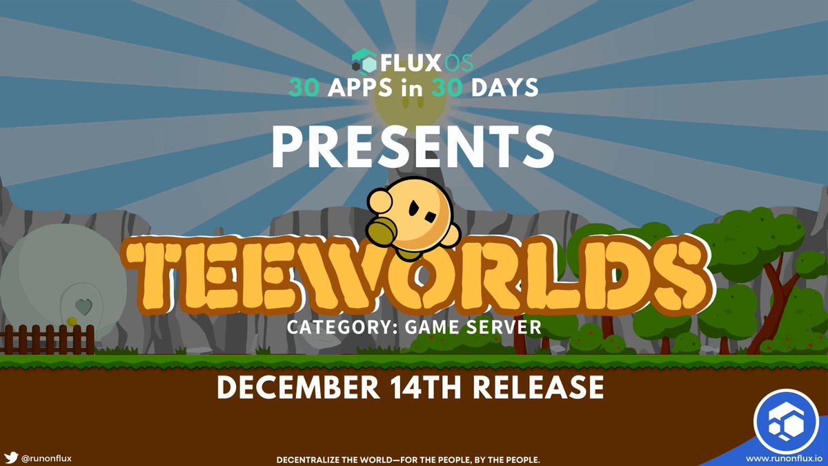 RunOnFlux's tweet photo. Today's 30-in-30 we present @TeeworldsOnline servers being global deployed. An open-source free online multiplayer game, for all major operating systems and downloadable via @Steam! Up to 16 players in a variety of game modes, including Team Deathmatch and Capture The Flag. $Flux https://t.co/1FoHngkju1