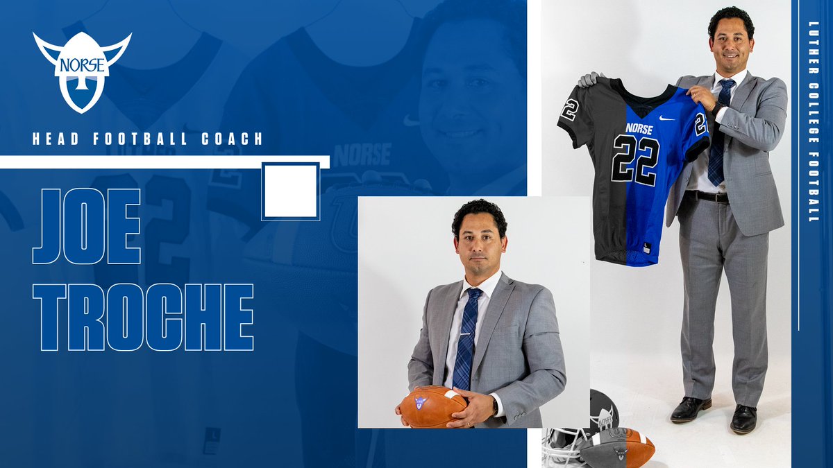 norsesports's tweet image. The wait is over. 

We're excited to announce Joe Troche as our new head football coach! Welcome to the valley! 🤘🏿🤘🏼🤘🏽🤘🏻🤘

#GoNorse #LutherCollege