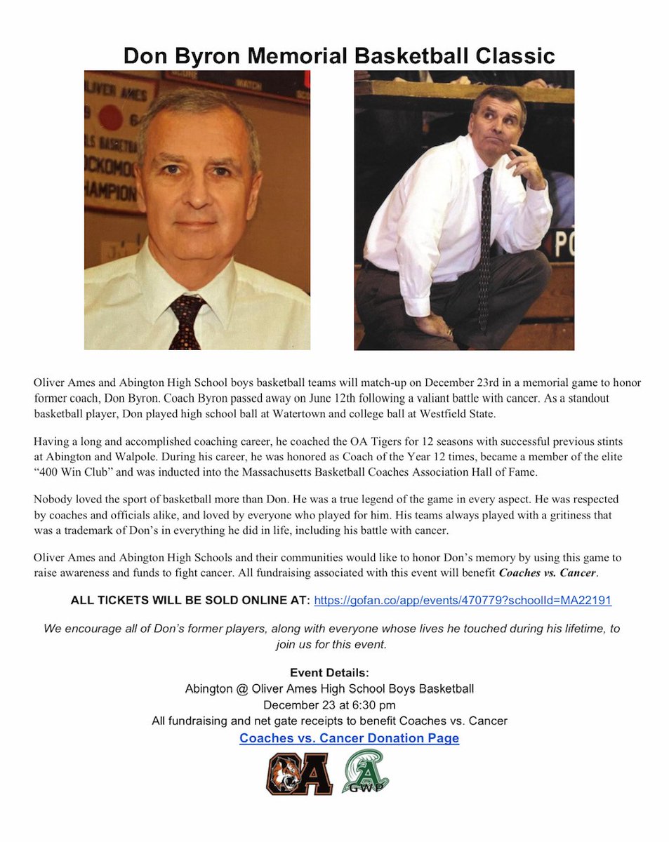 AbingtonAD's tweet image. Boys Basketball to play in Coaches vs. Cancer game in Memory of longtime Coach Don Byron next Thursday 12/23.  Honor coach and support the team with a donation to the American Cancer Society raiseyourway.donordrive.com/index.cfm?fuse…