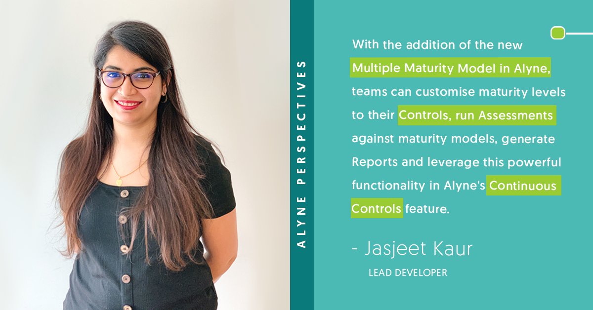 In this week's #AlynePerspectives, we spoke to Jasjeet Kaur on #MultipleMaturityModels – the latest feature that has redefined Alyne's Assessments capability and enables users to configure &amp; measure compliance in the levels of their choice: hubs.li/Q010MMfC0