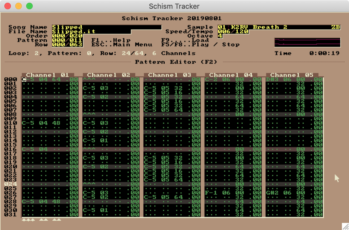 zoeblade's tweet photo. Working on a quirky track, with custom samples, like back in the day... The shortcuts are all coming back to me! 😄 #SchismTracker https://t.co/ELJHCIALpm
