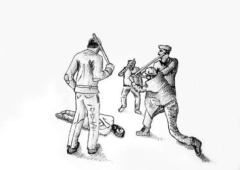 Pro-democracy political prisoners who involved silent strike in Yangon's Insein Prison despite brutal tortures. Prisoners were knocked unconscious due to beating of prison authorities.<a href="/ICRC/">ICRC</a> please #HelpMyanmarPrisoners from Terrorists' oppressions and #CrimesAgainstHumanity.