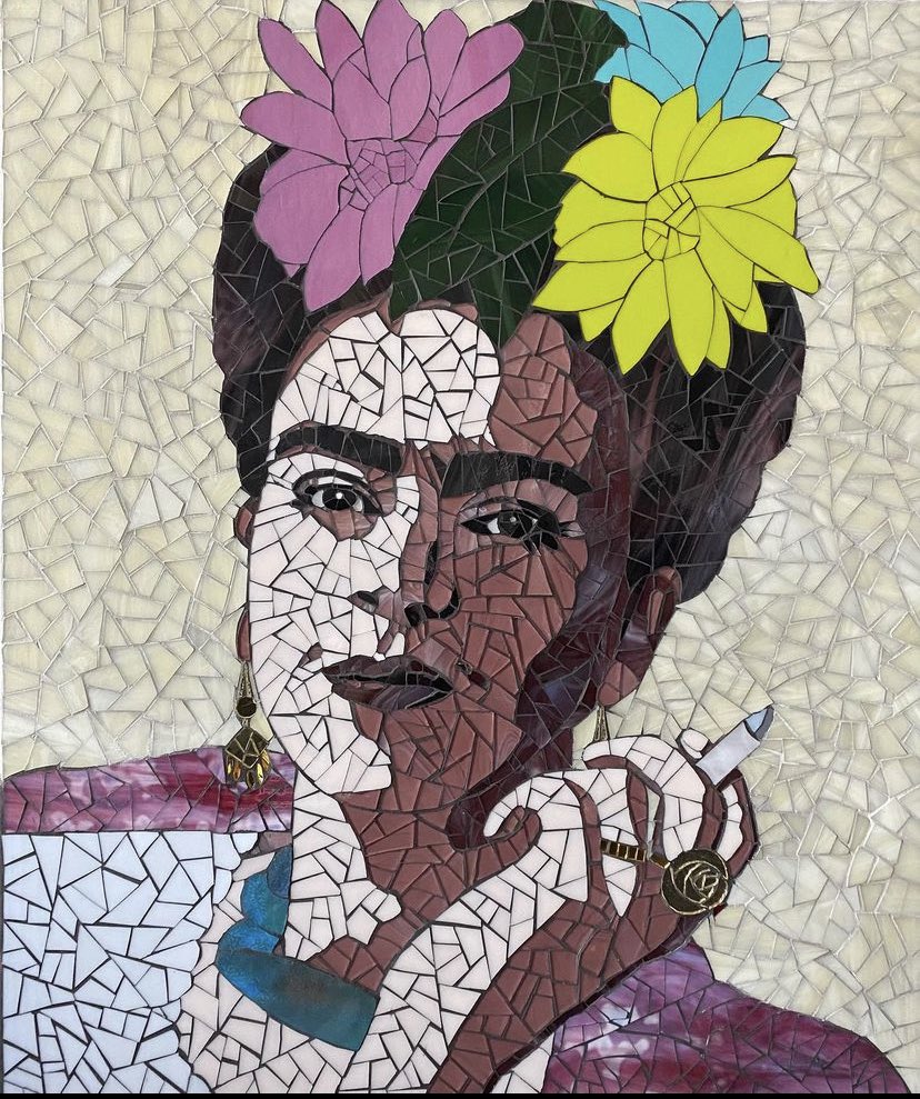 gracebaley's tweet photo. Resilience 
24x30
Glass and Cement on board
#FridaKahlo #frida #femaleart #mosaicart #art https://t.co/aDuIfdKRWg