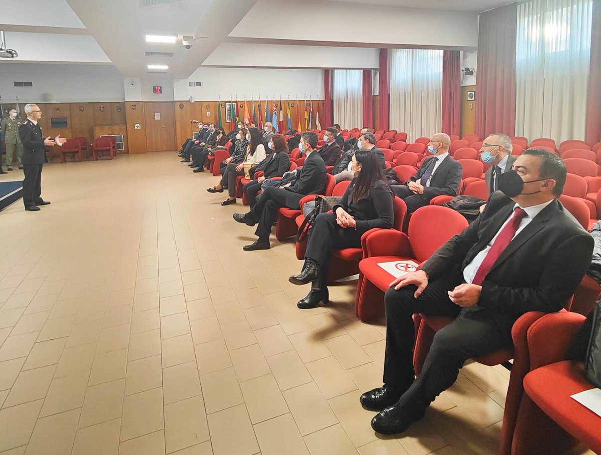 NSPCOE's tweet photo. @NSPCOE @jandarma Dep.Dir. welcomed the attendees of the 37th Advanced Training Course fm Interagency Law Enforcement Academy of Advanced Studies during their visit at @CoESPU_News. @NSPCOE @Esercito Officer described how #ProjectingStability can #MakeTheDifference in #NATO ops https://t.co/nhUoQ3ZSAg