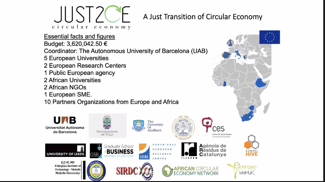 Interesting project presented now at <a href="/GRACE_RRI/">GRACE-RRI</a> final webinar: <a href="/just2ce/">JUST2CE 🇪🇺</a>, working with partners in Europe and Africa towards a just transition of circular economy.