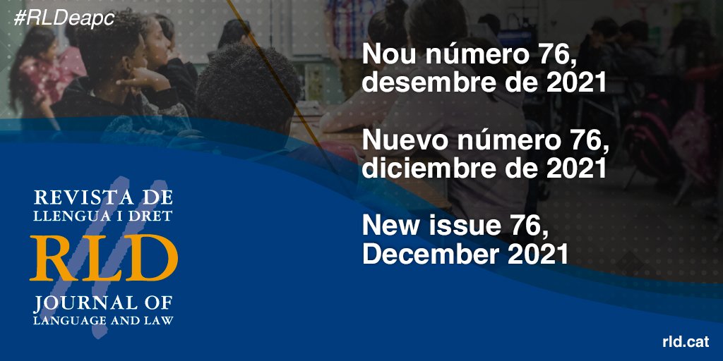 eapccat's tweet photo. 📣La Revista de Llengua i #Dret ja ha arribat al número 7⃣6️⃣!!!🎉 Conté una secció monogràfica sobre #Bilingüisme de sentit únic a l’Estat espanyol.

Consulta els seus articles, autors i continguts📄a #RLDeapc

https://t.co/LDqvXhrFcT https://t.co/bVu41yGMuo