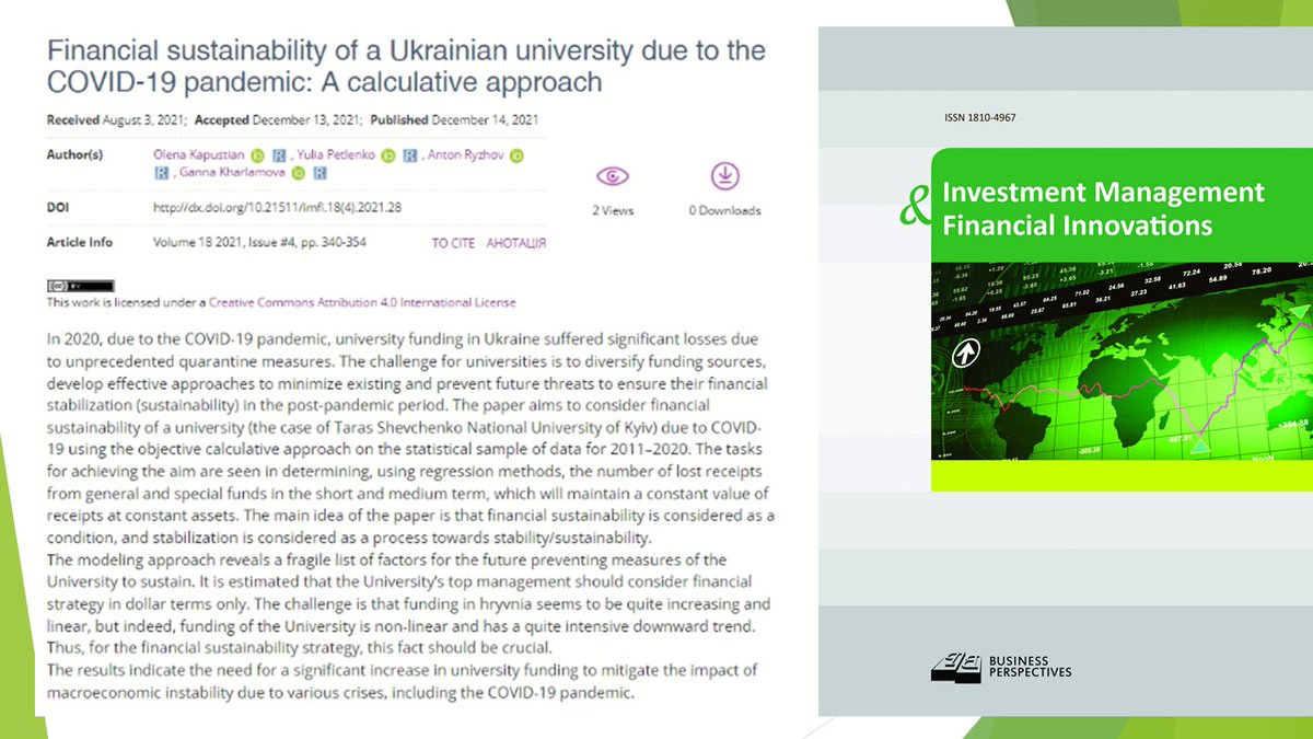 imfi_journal's tweet photo. 🖇️https://t.co/t0MLwGOafW
☑️ Financial sustainability of a Ukrainian university due to the COVID-19 pandemic: A calculative approach
👥 Olena Kapustian, Yulia Petlenko, Anton Ryzhov, Ganna Kharlamova
#forecasting, #generalfunds, #regression, #specialfunds, #trend, https://t.co/CXvd9IljxK