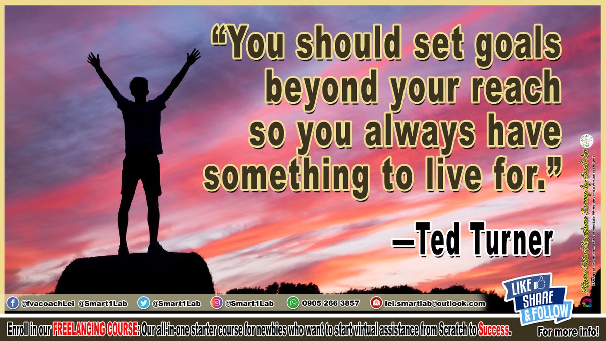 SmartLearninLab's tweet image. “You should set goals beyond your reach so you always have something to live for.” 
—Ted Turner

#DailyReminder   
#FVAQatar    
#Surge