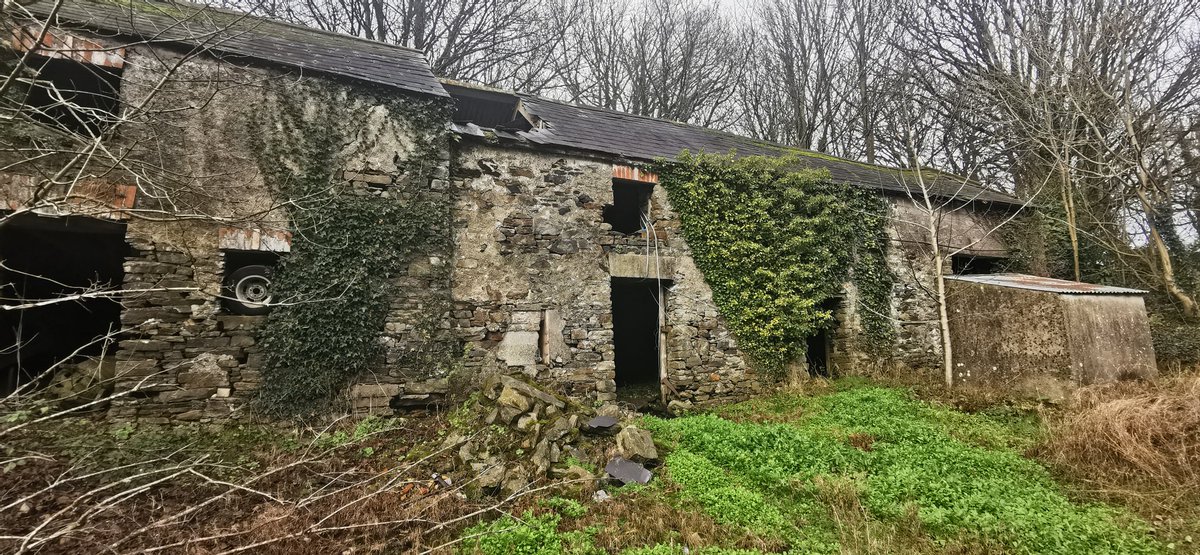 The Crossbarry battlefield in #Cork. The Beasley farmyard outbuildings which were occupied by IRA volunteers during the 1921 ambush. The lead British truck was stopped directly in front of this position. #LandscapesofRevolution