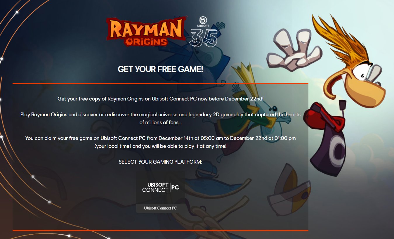 Rayman Origins Is Free On PC Until 22 December 