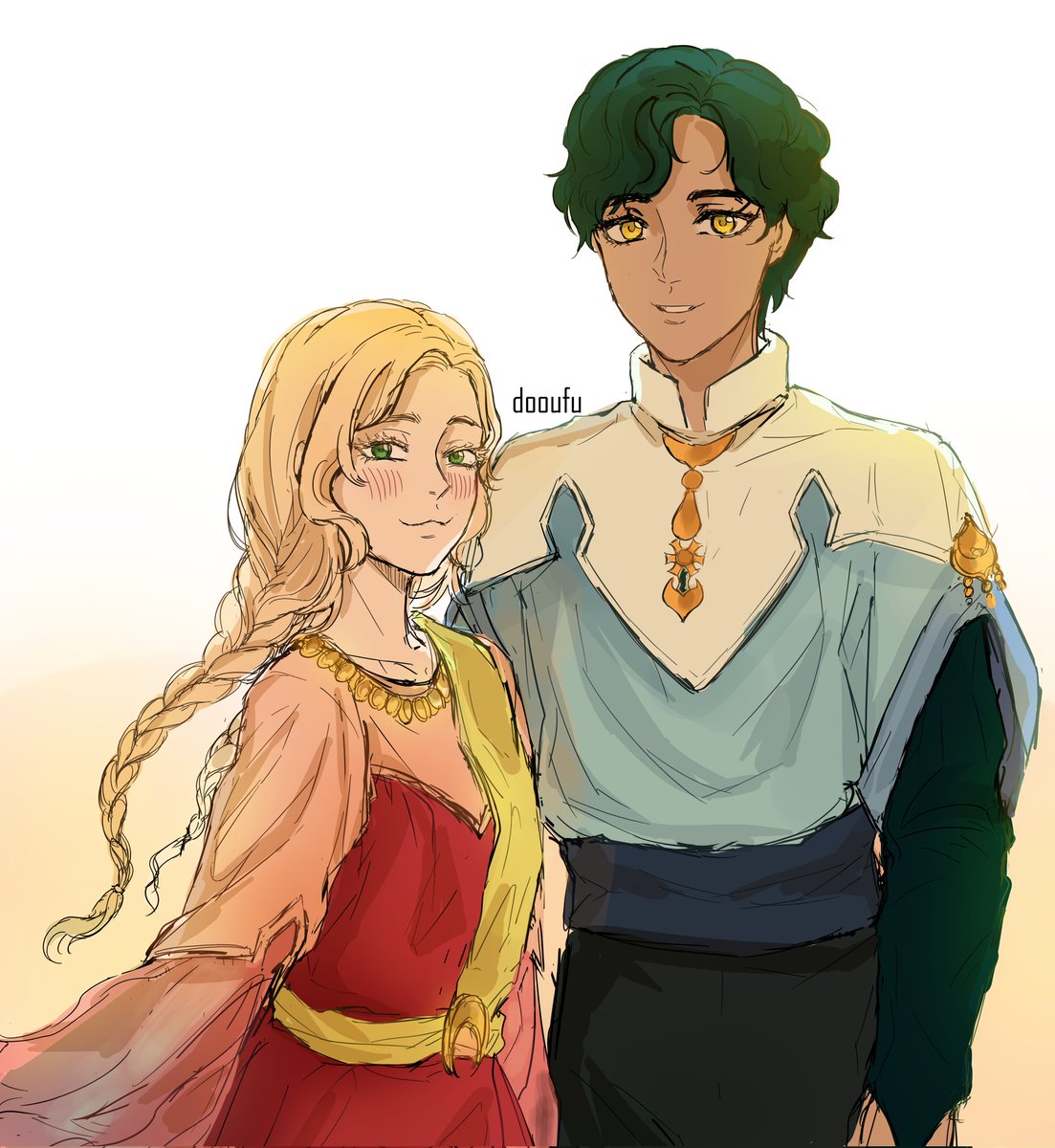 dooufu's tweet photo. in case yall need a quick sketch of grown up rachel and ali in safavid clothes 

#어떤계모님의메르헨 #manhwatwt https://t.co/DpXG5wIu6U