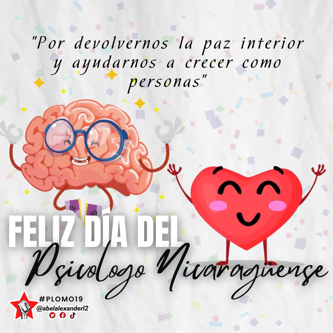 Hoy celebramos el Día Nacional del Psicólogo, una oportunidad para reflexionar sobre la situación de la salud mental. 

#DiciembreEnPazYVictorias #LeonRevolucion #PLOMO19 <a href="/DrSuazo915/">𝙎𝙪𝙖𝙯𝙤 ☭✊🏻🇵🇸</a> <a href="/NicaSoberana/">Tania la nica soberana</a> <a href="/BERINGESQUIVEL/">Bering Esquivel</a> <a href="/vanerobleto3/">Vane Robleto</a>
