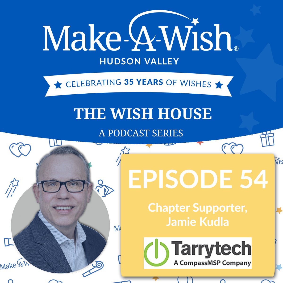 Tarrytech's tweet photo. In celebration of @MakeAWishHV's 35th Anniversary, our General Manager, Jamie Kuda, was a guest on the #WishHousePodcast. Join us in supporting #MakeAWishHV and listen to the episode by visiting //hudson.wish.org/podcast #35YearsOfWishesHV https://t.co/Vsxmc8JyT8