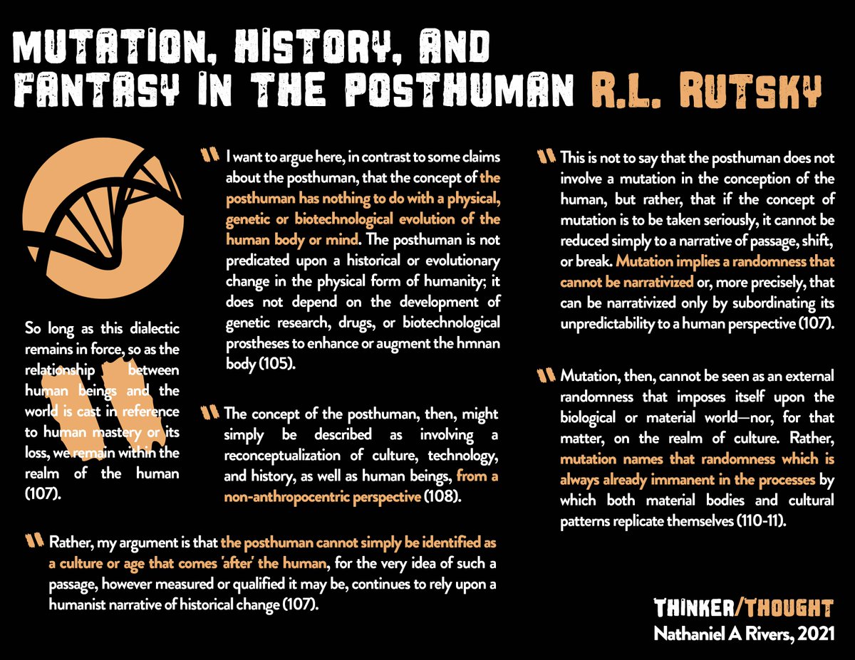 ThinkerThought1's tweet photo. A fresh infographic on R.L. Rutsky's "Mutation, History, and Fantasy in the Posthuman"

Accessible pdf here: https://t.co/K3kK03r0eI https://t.co/WbFtJpVm7E