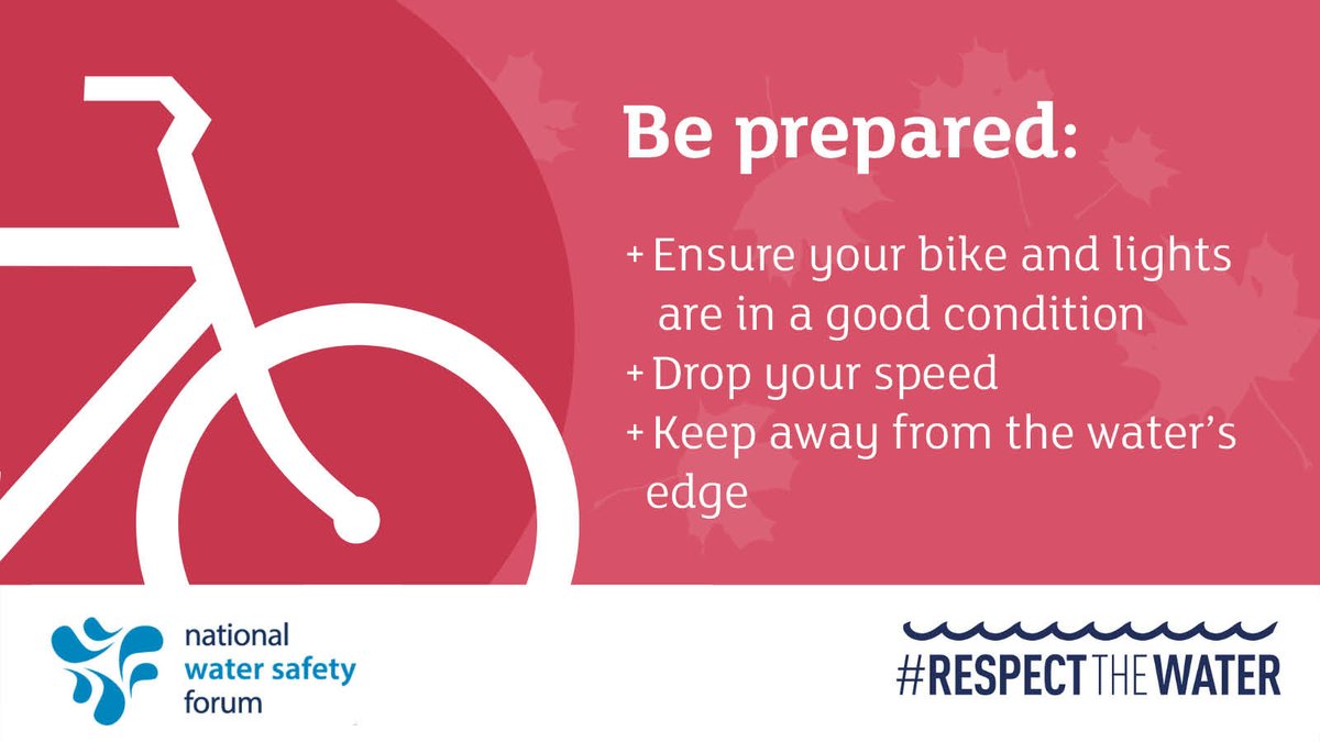 With autumn leaves and rain, towpaths and riverside walkways can be wet and slippery. Please find alternative routes or be prepared.

🚲 Ensure your bike and lights are in a good condition 
🚴‍♀️ Drop your speed 
🌊 Keep away from the water’s edge 

#RespectTheWater