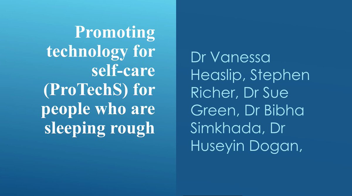 PhiMuChapter's tweet image. First presentation from @N4LTH’s &amp;amp; @Nursing_BU’s @HeaslipVanessa on ‘Promoting technology for self-care for people who are sleeping rough’.
@SigmaNursing @RegionSigma @Nursing_BU #ProTechS @lwestcott1 @Leslie_Gelling @jscammell1 @RosserElizabeth @Sjersser @AshleySpriggs10