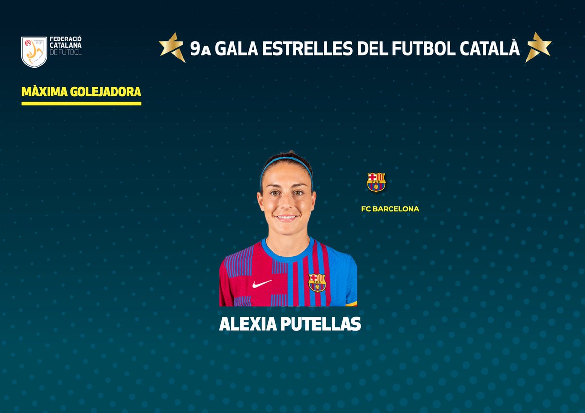 BarcaFem's tweet photo. 🏅 Alexia Putellas has won the Catalan Player of the Year 2021. This is her second Catalan Award after she won it previously in 2015.

• Bruna Vilamala has won the player with the most projection award.

• Alexia Putellas also wins the top scorer of the year. https://t.co/rBHkvE2KQe
