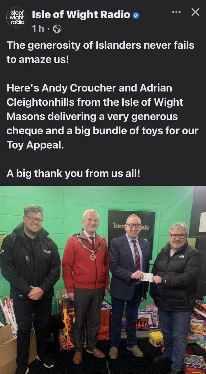 charlie campbell π (@nurse_charlie30) on Twitter photo My dad is my hero π₯° the masons do some absolutely incredible charitable work, thank you β€οΈ #toyappeal #masons #christmas <a href="/iwightradio/">Isle of Wight Radio</a> My dad is my hero π₯° the masons do some absolutely incredible charitable work, thank you β€οΈ #toyappeal #masons #christmas <a href="/iwightradio/">Isle of Wight Radio</a>