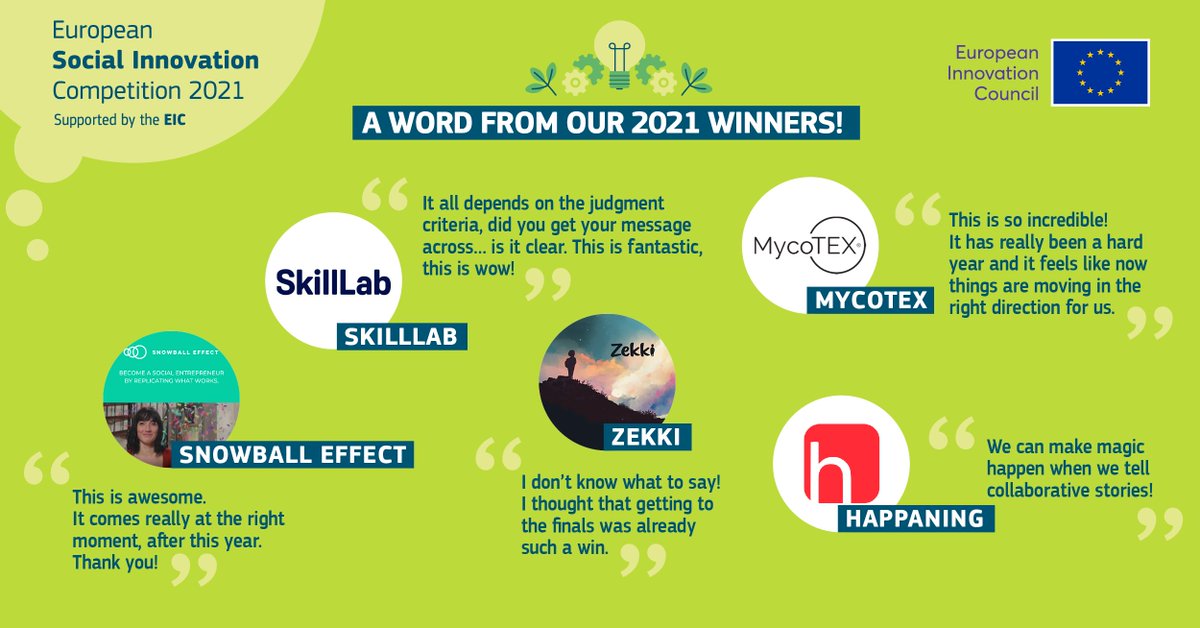 🗯️Excitement was high at this year’s European Social Innovation Competition Closing Event and Awards Ceremony! The winners were informed of their success and spoke about their experience.

Let’s see their reactions ⬇️ eusic.challenges.org/news/a-word-fr… #diogochallenge