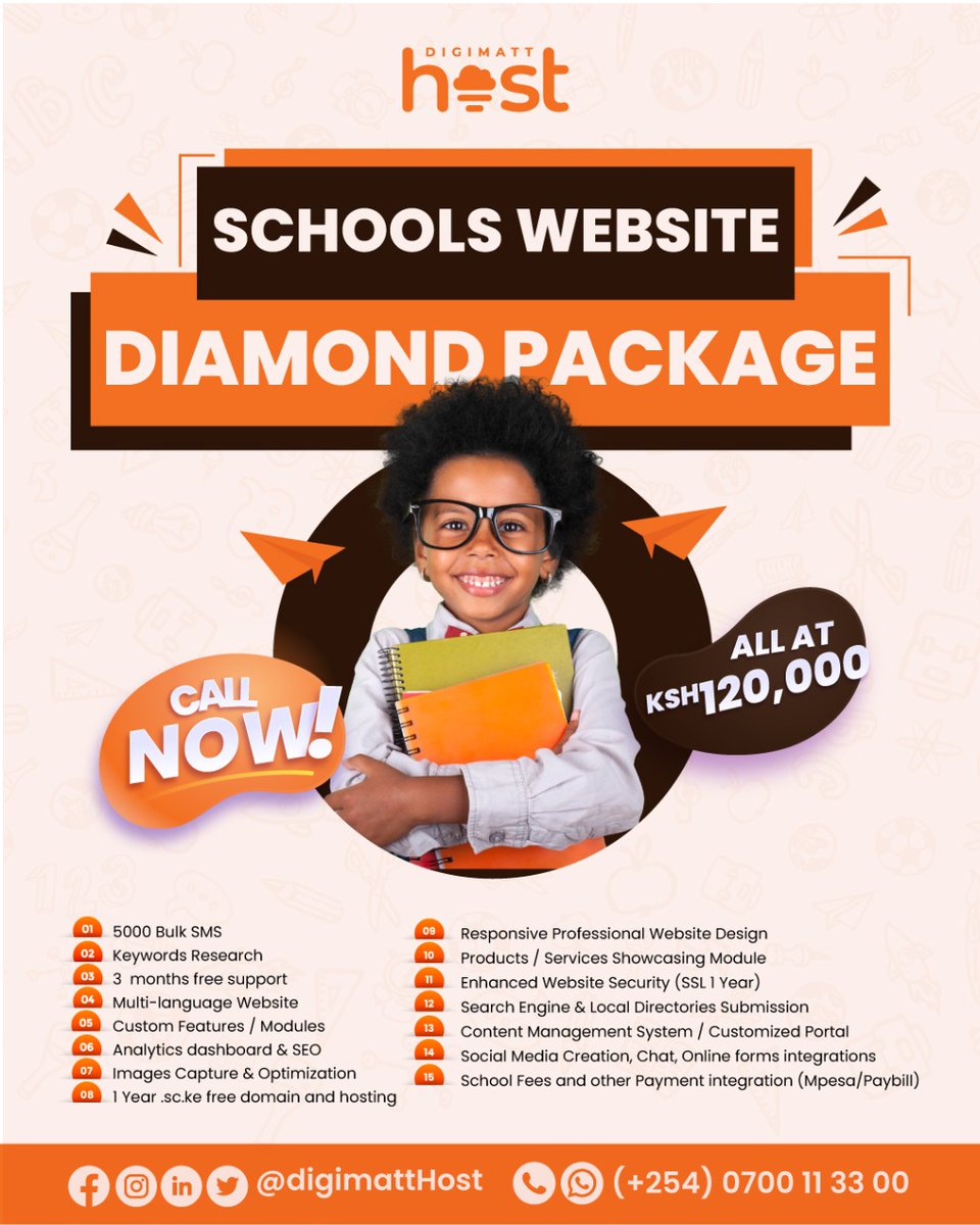 digimatthost's tweet photo. Are you a School Administrator? Consult with us to get your school a custom professional website. Let's take learning digital. Talk to us through DM or call us on  0700 11 33 00
Email: sales@digimatthost.co.ke
web: https://t.co/MMAvNJrMW0 https://t.co/UklTsEWeKs