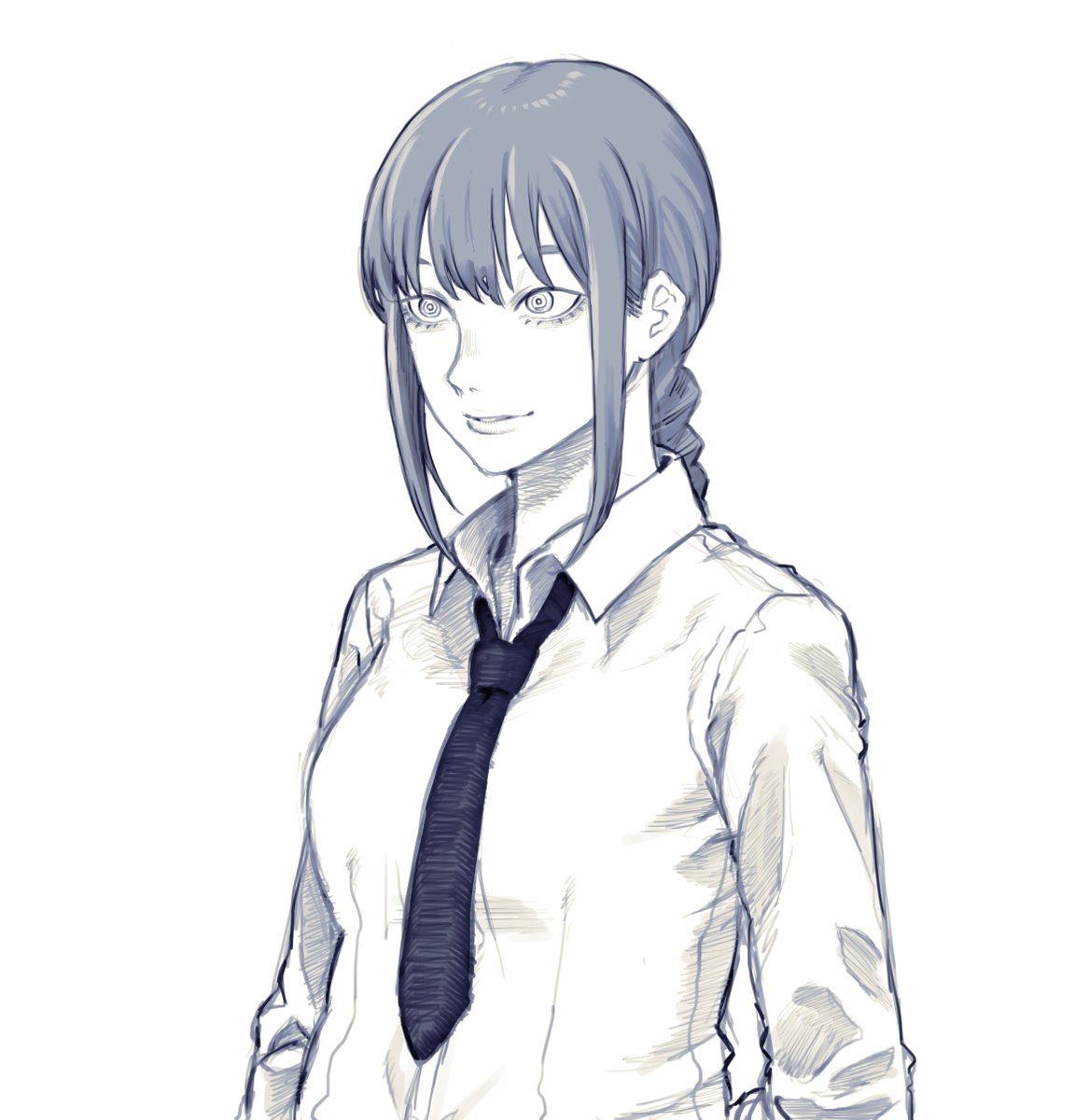 makima (chainsaw man) 1girl solo necktie ringed eyes shirt braid braided ponytail  illustration images