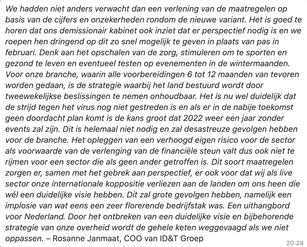 Reactie van ID&amp;T op de persconferentie