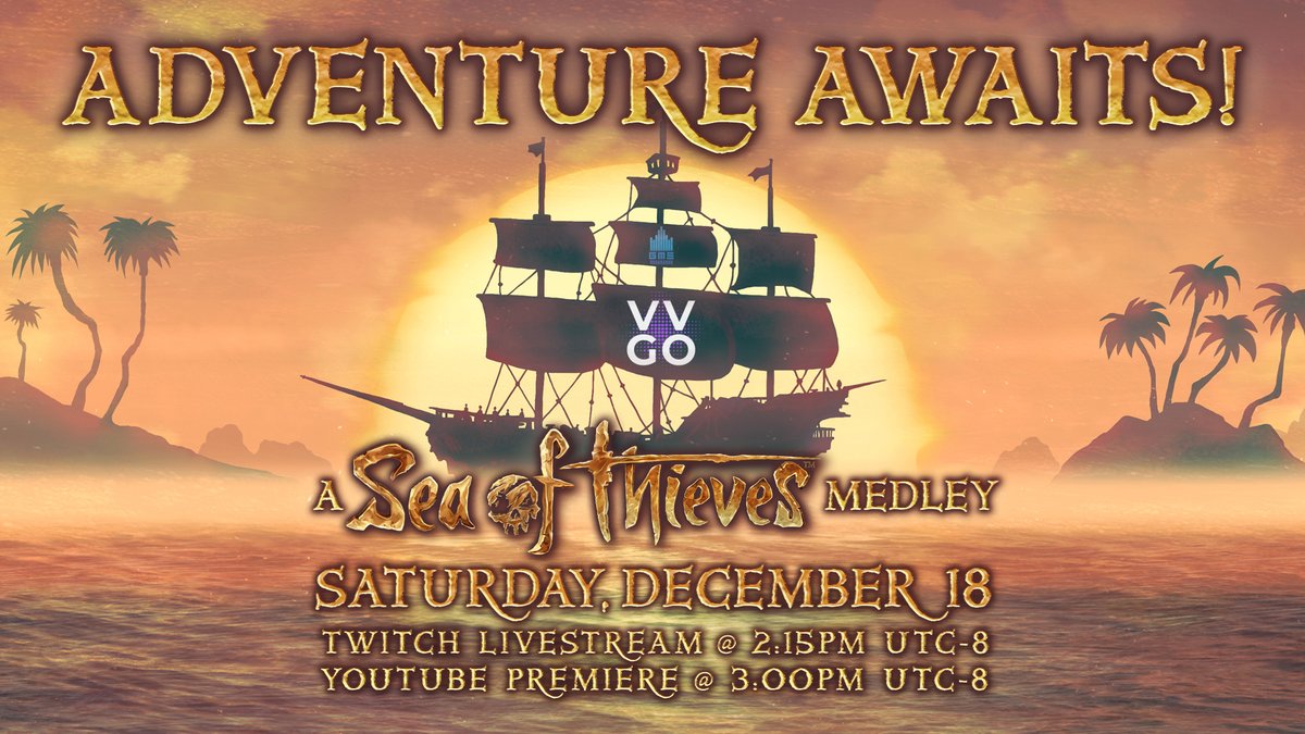 VirtualVGO's tweet photo. AHOY! ๐ดโโ ๏ธ๐งญโ This here Saturday, VVGO and @gmeatucla be proud to present "ADVENTURE AWAITS! A @SeaOfThieves Medley".
Pre-Show @ 2:15pm PST (https://t.co/dS5u5ODufZ)
Video Premiere @ 3pm PST (https://t.co/4MLhN4ONLa)
Art by @Neshirys!
#vvgo #gamemusic #gameaudio #seaofthieves https://t.co/EkJovwq3IO