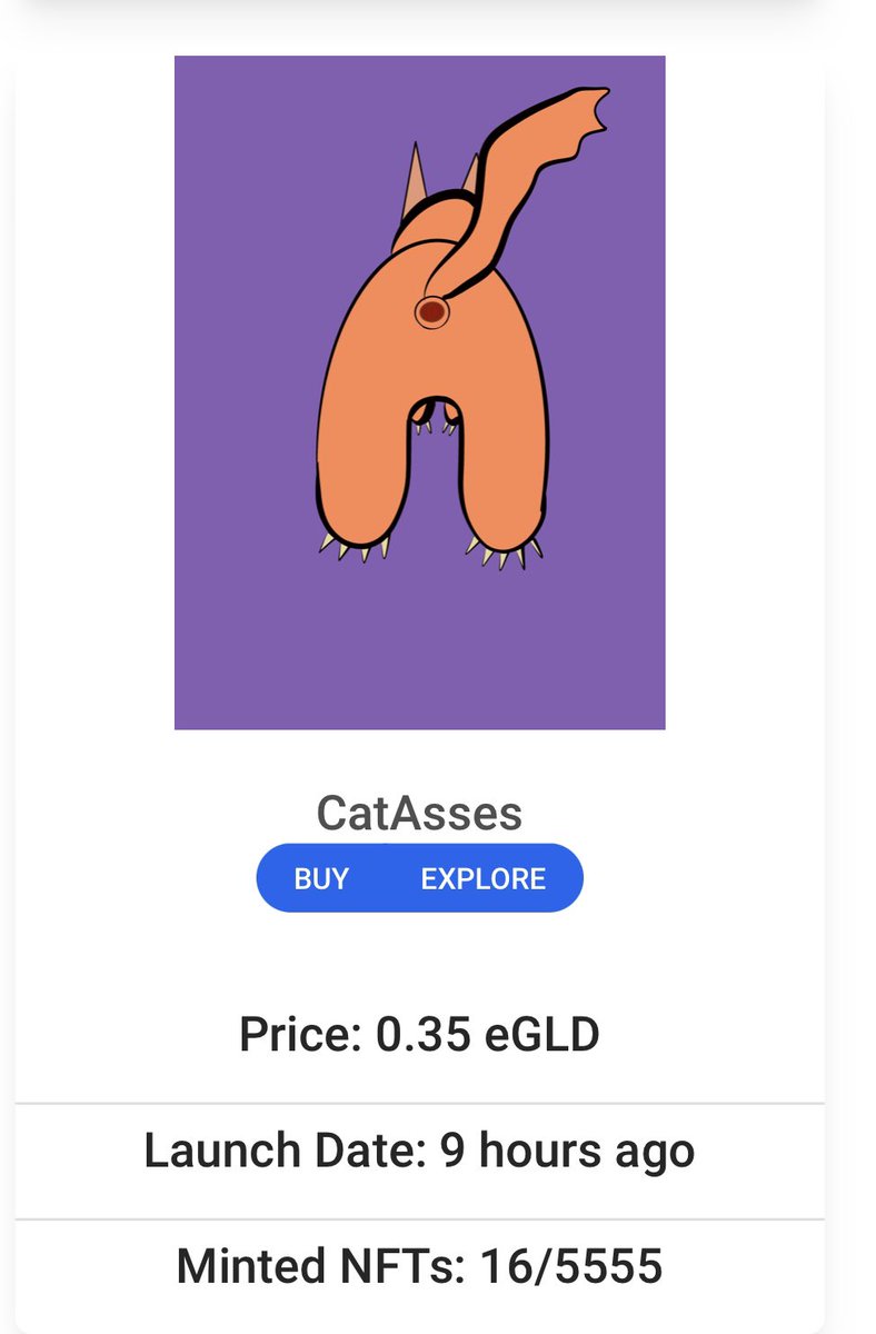 ElrondCatAsses's tweet image. We have a lot of types of cats. Get your now and show us what #CatAss you have!!! 

trust.market/collection/CAT… 

#NFTcollection #NFTCommunity #NFTs #NFT #cryptoart #Elrond #ElrondNFT #ElrondCommunity #Maiar