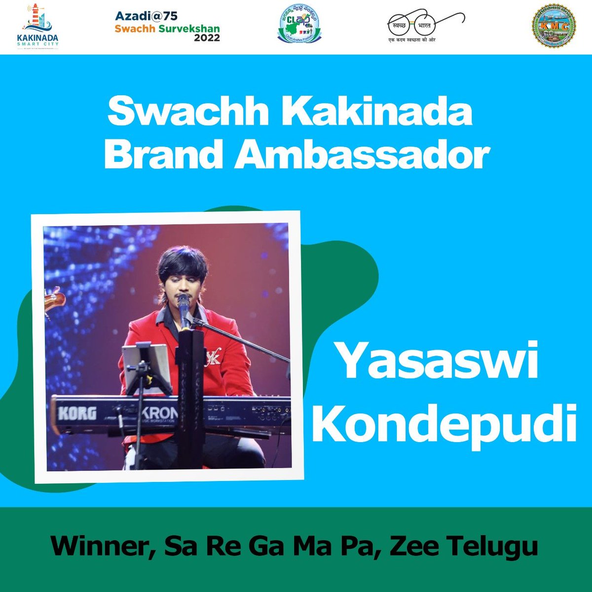 Mr. Yasaswi Kondepudi has been identified as brand ambassador for Swachh Kakinada, he will come among you and bring awareness about cleanliness. #ULDCODE802955 @SwachhBharatGov @SwachhaAndhra @SwachSurvekshan