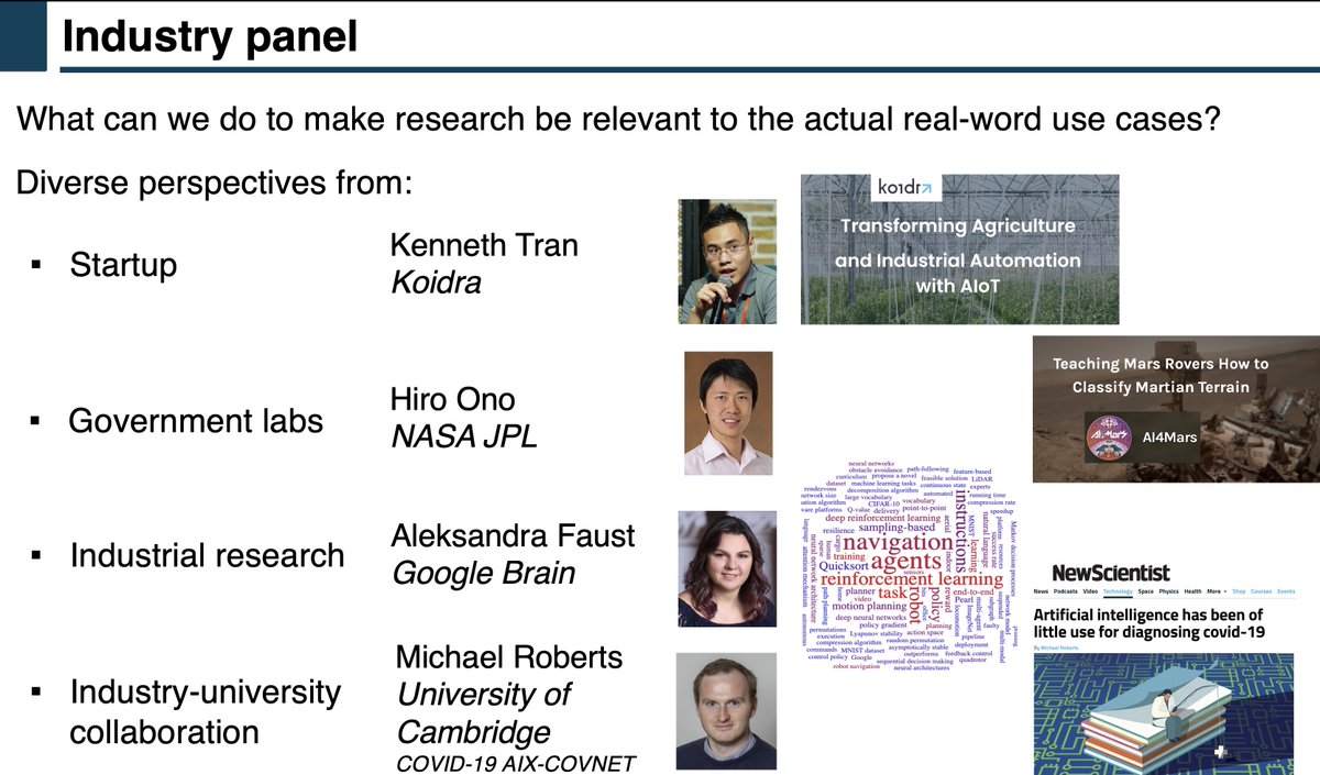 Can ML solve tough real-world problems at large industry labs, NASA, startups? Join us today to find out!
physical-reasoning.github.io
Starting Industry Panel at our #NeurIPS2021 workshop on Physical Reasoning and Inductive Biases for the Real World at 1pm PT / 4pm ET / 9pm GMT