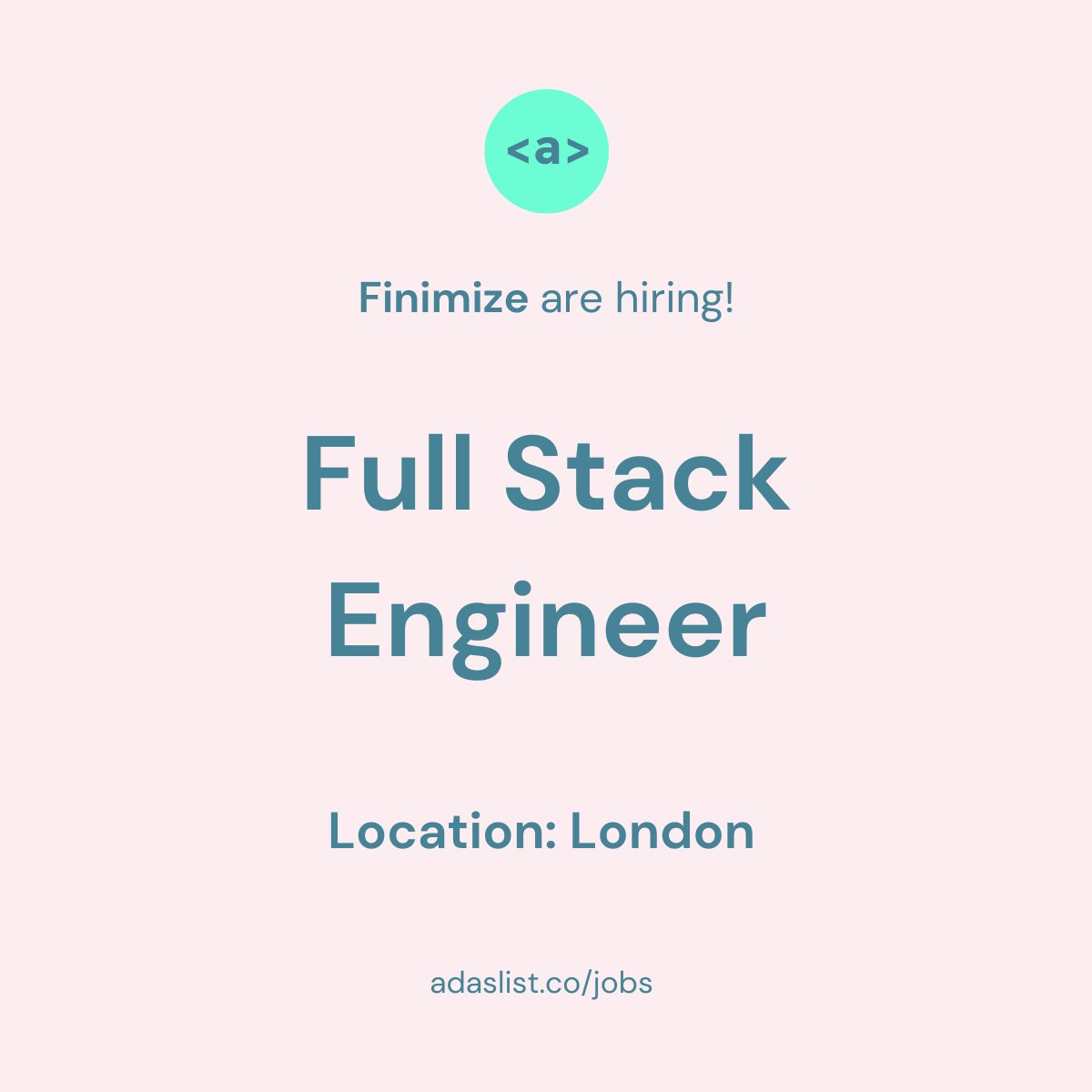 Finimize are hiring a Full Stack Engineer 📣

<a href="/Finimize/">💸 F i n i m i z e</a> are looking for product-focused Engineers to help their users take control of their financial lives. 

They're building a FinEd platform to help their user base become smarter investors

Apply 👉🏻 bit.ly/3IQmzSz
