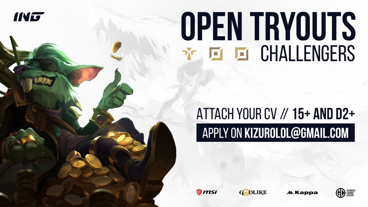 🇬🇧Inside Games Challengers holds open tryouts for Spring 2022 and beyond! Requirements are bellow! We look forward to you! Good luck!

🇨🇿Inside Games Challengers pořádá otevřené zkoušky na Spring 2022 a dále! Požadavky jsou níže! Těšíme se na vás! Hodně štěstí!