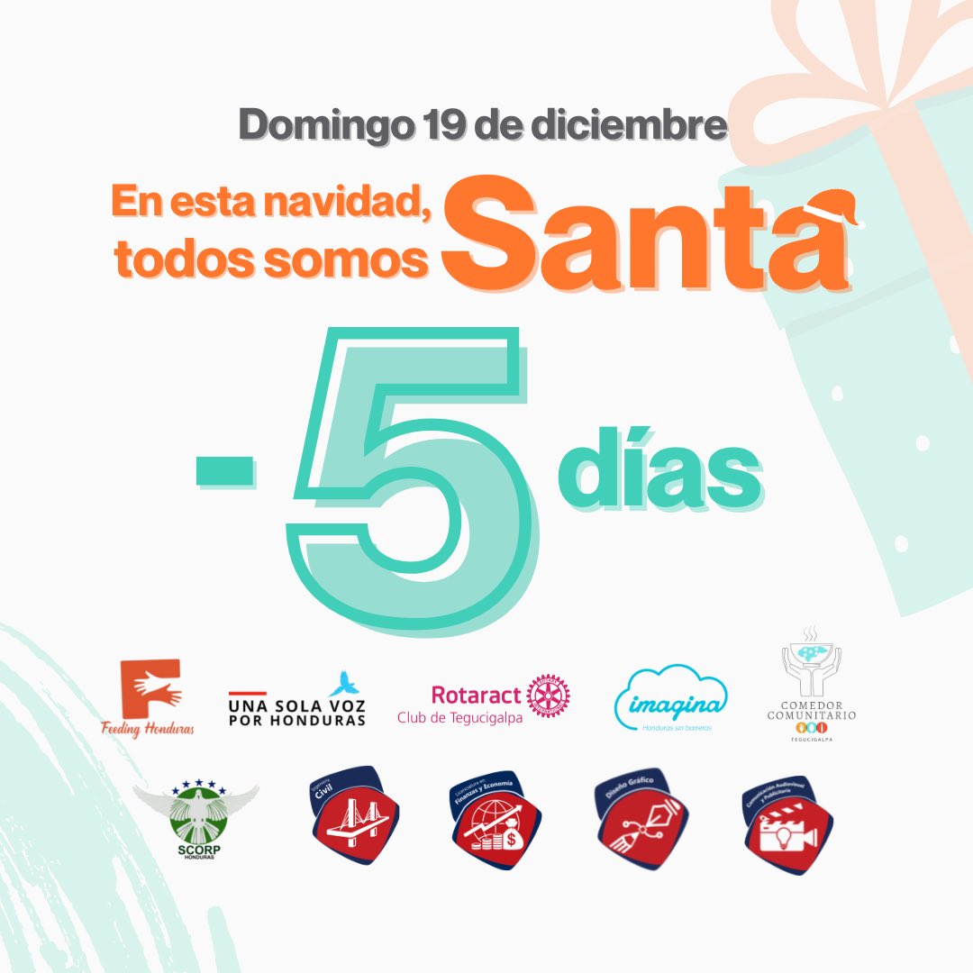 ComedorTgu's tweet photo. ¡Estamos a 5 días de nuestra celebración de navidad!🎄
Vos también podes ayudarnos a cumplir nuestra meta y llevar una navidad mágica a los niños de El Escarbadero, Lepaterique👧🏽👦🏽
Regala una navidad con L200🎅🏼
Cta BAC 743840811 https://t.co/2FoxrrcKMk