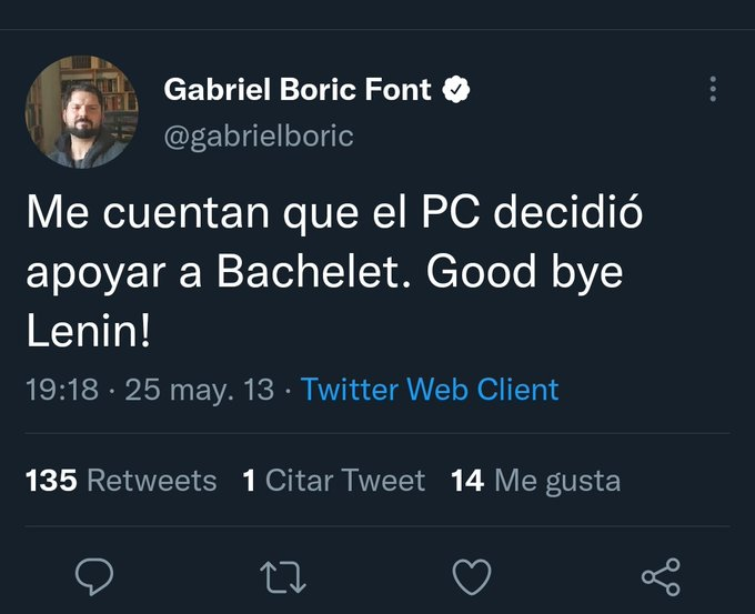 Caplevi1540's tweet photo. Cuando veo el #BacheletxBoric es imposible no recordar lo que #ElOrinas pensaba de ella, otra voltereta? https://t.co/4HSIapFMXo
