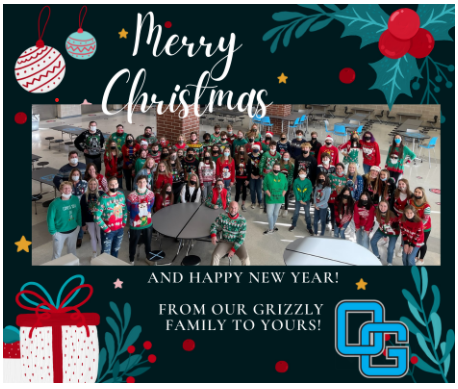 OakGroveHS's tweet photo. It's Ugly Christmas Sweater Day in The Den! #HappyHolidays from the #OGHSFamily! @oakgroveden @OghsStuco @StudentSvcsOGHS #BeOG #GrizzlyPride https://t.co/T9TiR9beJA