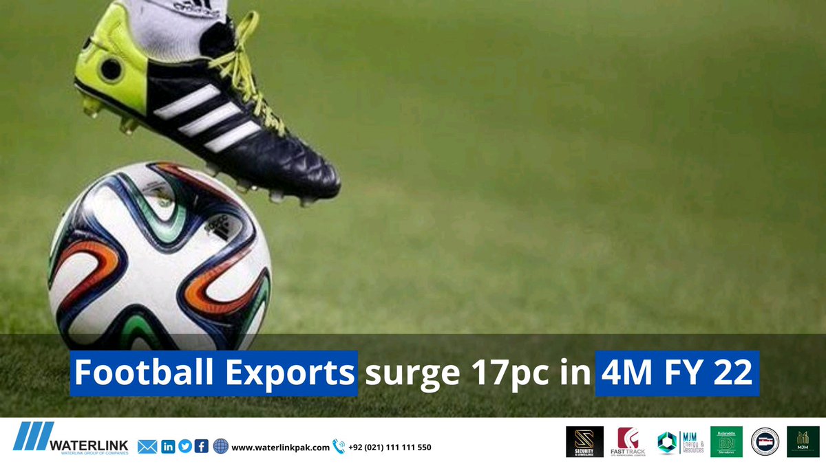 WaterlinkG's tweet photo. ISLAMABAD: #Pakistan’s #exports of #football witnessed a #growth of 17 % in the first four months of current fiscal year (4MFY22) from a year ago, Commerce Adviser Razak Dawood...
.
.
.
Source: https://t.co/mDOEJRo1eV
#waterlinkG #news #trade #logistics https://t.co/9doFT3UzN7