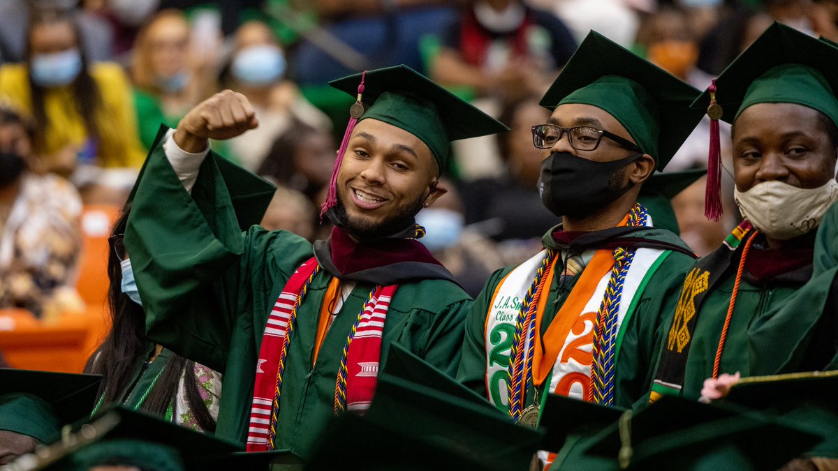 FAMUSJGC82's tweet photo. You can't help but smile after you walk across that stage at FAMU Commencement and gain alumni status! 🐍 View the 🔗in our bio to find the full commencement album.
#FAMUGrad21 #FAMUGrads21 #GradSZN https://t.co/MEsnNFk77k