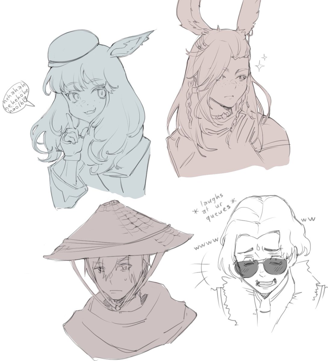 dumb ffxiv doodles i did while waiting in queue 