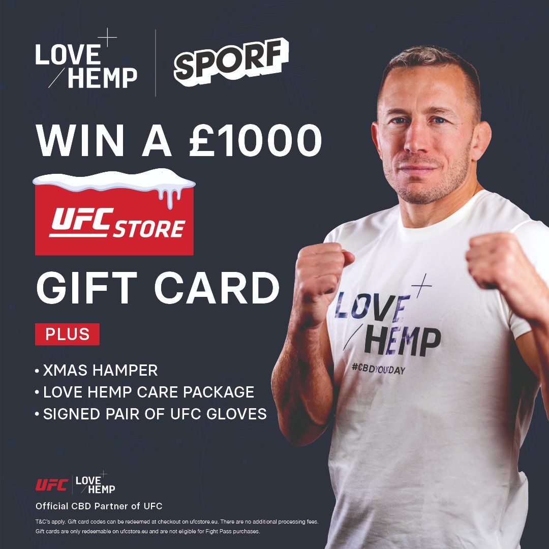 🎄Christmas has come early with our latest @LoveHempUK competition! 

🤩Up for grabs: 

🙌£1000 @UFC store Gift Card, a signed pair of UFC gloves plus much more...

🎟️To enter: 

✅Follow @SPORF
✅Follow @LoveHempUK 
✅RT this tweet 

📅Enter by 5pm, 17/12/21 for a chance to win!
