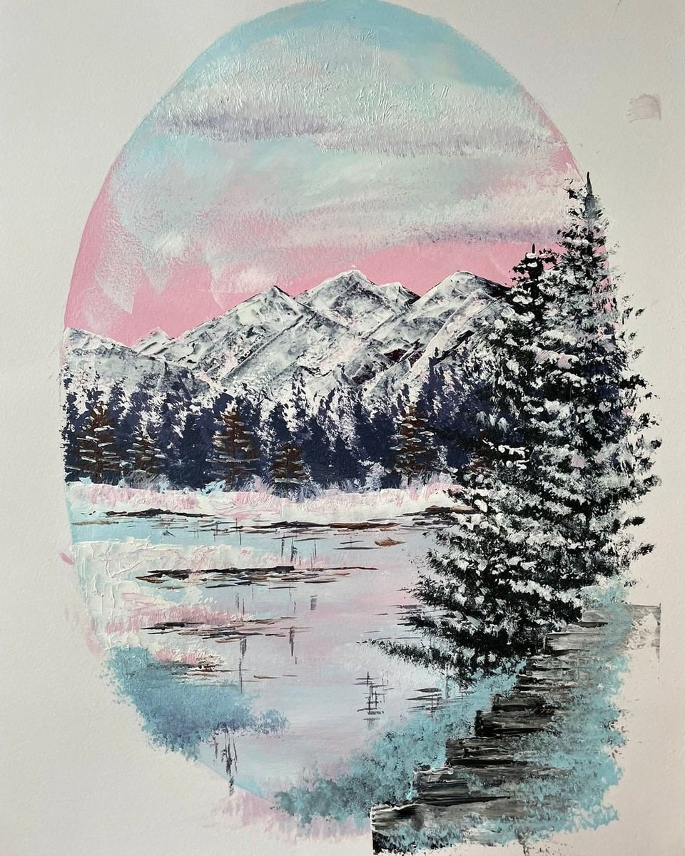 HelloMeanwhile's tweet image. Some gorgeous work from Brushstrokes Courses&apos; students, they&apos;ve been exploring texture with Bob Ross inspired winter wonderland acrylic painting. If you&apos;d like to learn to paint or improve your skills then we highly recommend Laura! 

brushstrokes.courses