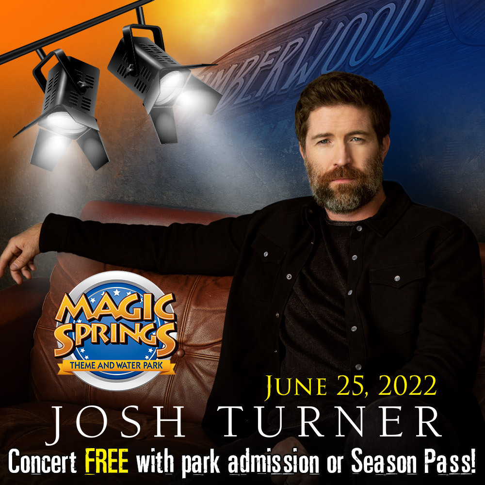 We are getting more excited by the minute for our 2022 season! 😍 Country legend Josh Turner will be taking the stage at Magic Springs on June 25, 2022! 🤠🎻 A season pass is your concert pass! Get one today! bit.ly/TWConcerts 🌊 🎢