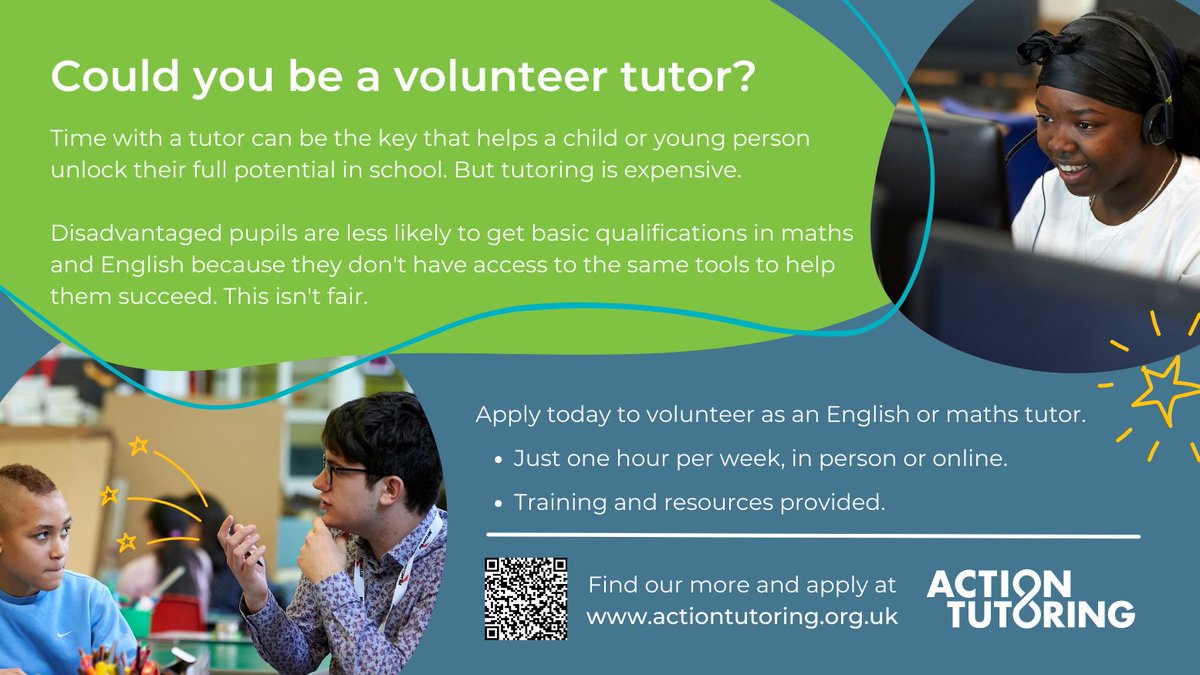I’ve been volunteering with education charity <a href="/ActionTutoring/">Action Tutoring</a> since spring 2021 and get a huge amount out of it. If you - or someone you know - might be interested in becoming a tutor drop me a line or have a look here: tutor.actiontutoring.org.uk/volunteer.
