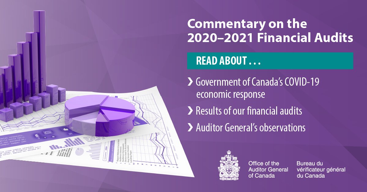 The Commentary on the 2020-2021 Financial Audits is now available! Read our insights into specific themes drawn from the audits of financial statements of 69 federal government organizations that our office does every year. ow.ly/7Yk130s416q #CdnPoli