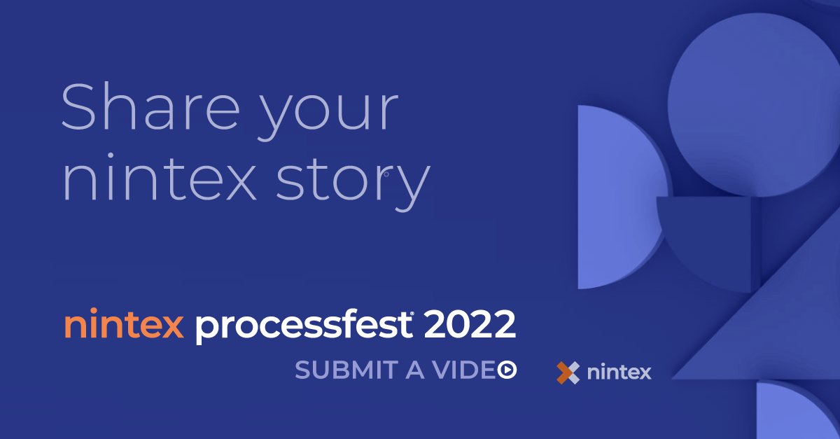 Nintex's tweet photo. Our customers and partners are doing great things with great technology. Share your Nintex success story via a 30-second video about your #processmanagement successes. https://t.co/gLxLred0i9 #NintexProcessFest2022 #processmanagement #workflows #RPA #processautomation https://t.co/VA60EFFq9J
