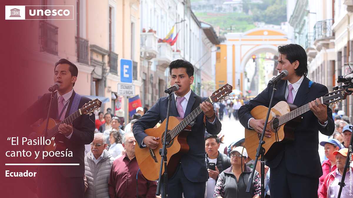 🔴 ÚLTIMA HORA
 
“El Pasillo”, canto y poesía, acaba de ser inscrito en la lista del #PatrimonioInmaterial.
 
👏 ¡Felicidades #Ecuador 🇪🇨! 👏
 
ℹ️ ich.unesco.org/es/RL/01702 #PatrimonioVivo