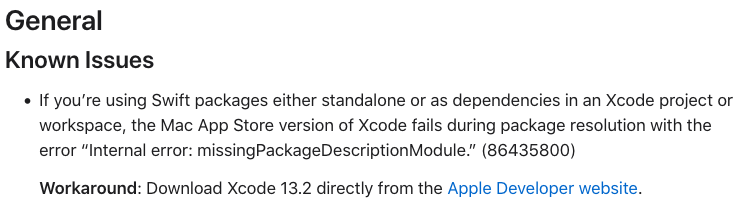 Wow, I can't believe they've done this: developer.apple.com/documentation/… and developer.apple.com/forums/thread/…

For those who does not code in Swift: Swift projects using Swift Package Manager is not usable at all with that error.