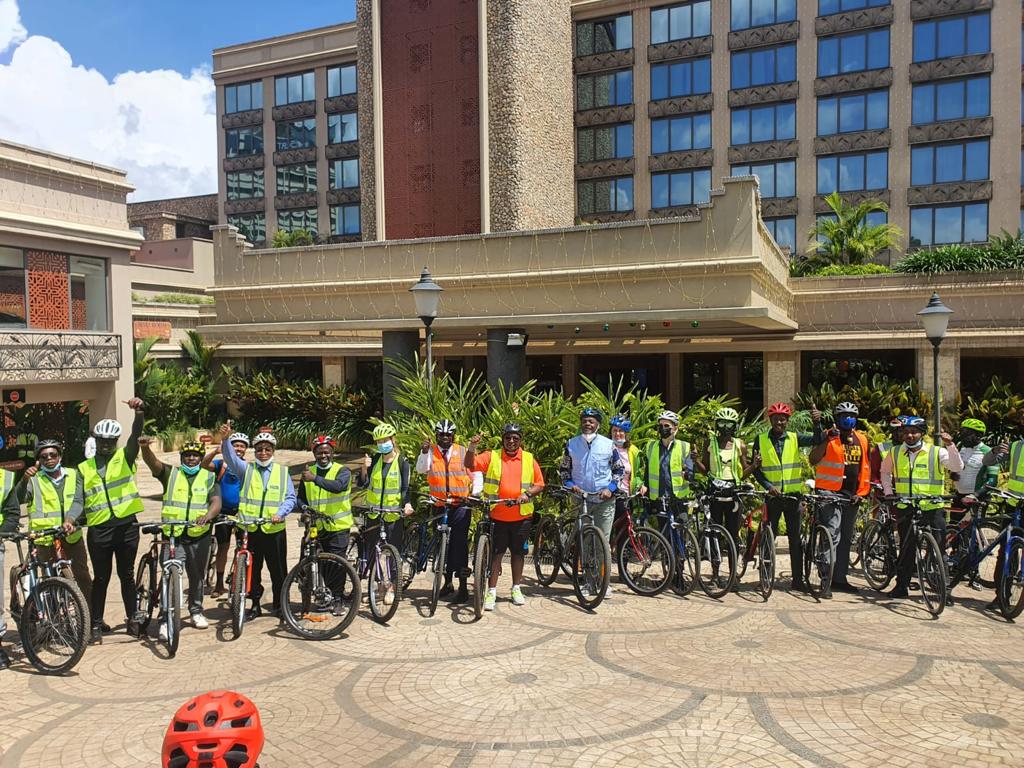 .@UNHABITAT and @ITDPAfrica @Kuraroads today cycled in Nairobi as part of creating awareness on NMT and green transportation. @PSCharleshinga led the #cycling event #Mobility