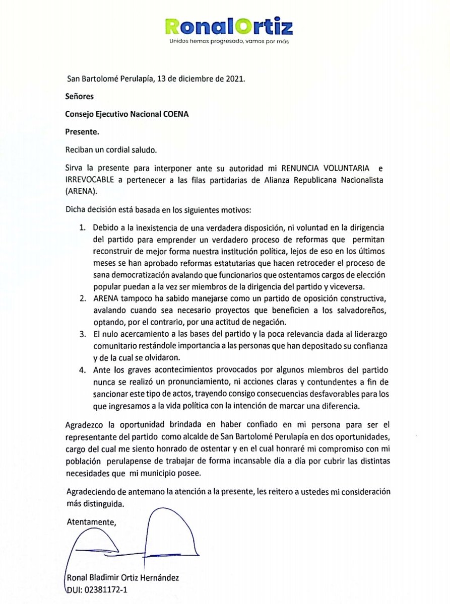 Los Alcaldes de ARENA están renunciando al casi extinto partido.